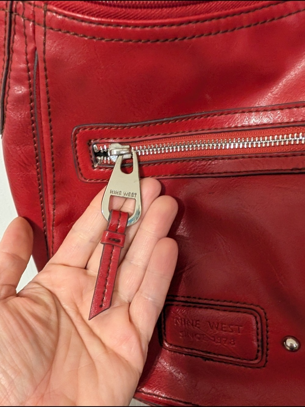 Nine West Red Leather Crossbody Bag - Picture 6 of 11